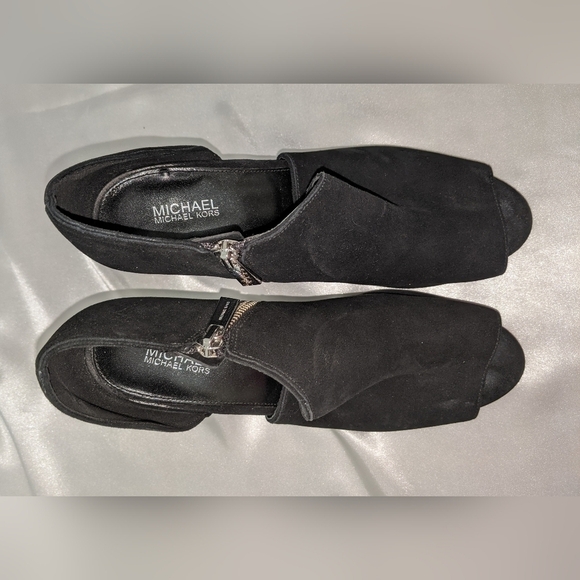 MICHAEL Michael Kors Womens Black Suede Elodie Booties Open Toe Side Zip Size 9M - Picture 3 of 12